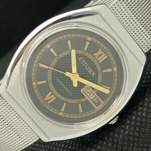 Vintage 1979 Citizen Automatic Mens Silver Watch W/daydate & Gold accents